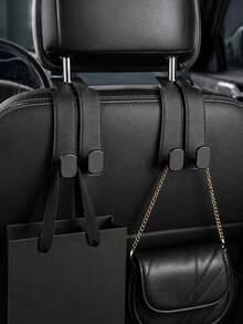 4pcs/1pc Minimalist PU Leather Car Hooks, High Load-Bearing To Prevent Items From Rolling, Hidden Hook Design Fits Car Seat Installation, Practical Car Accessory For Daily Commute To Store Backpacks And Umbrellas, Women's Car Essential, Travel Must-Have - Multicolor - View 2