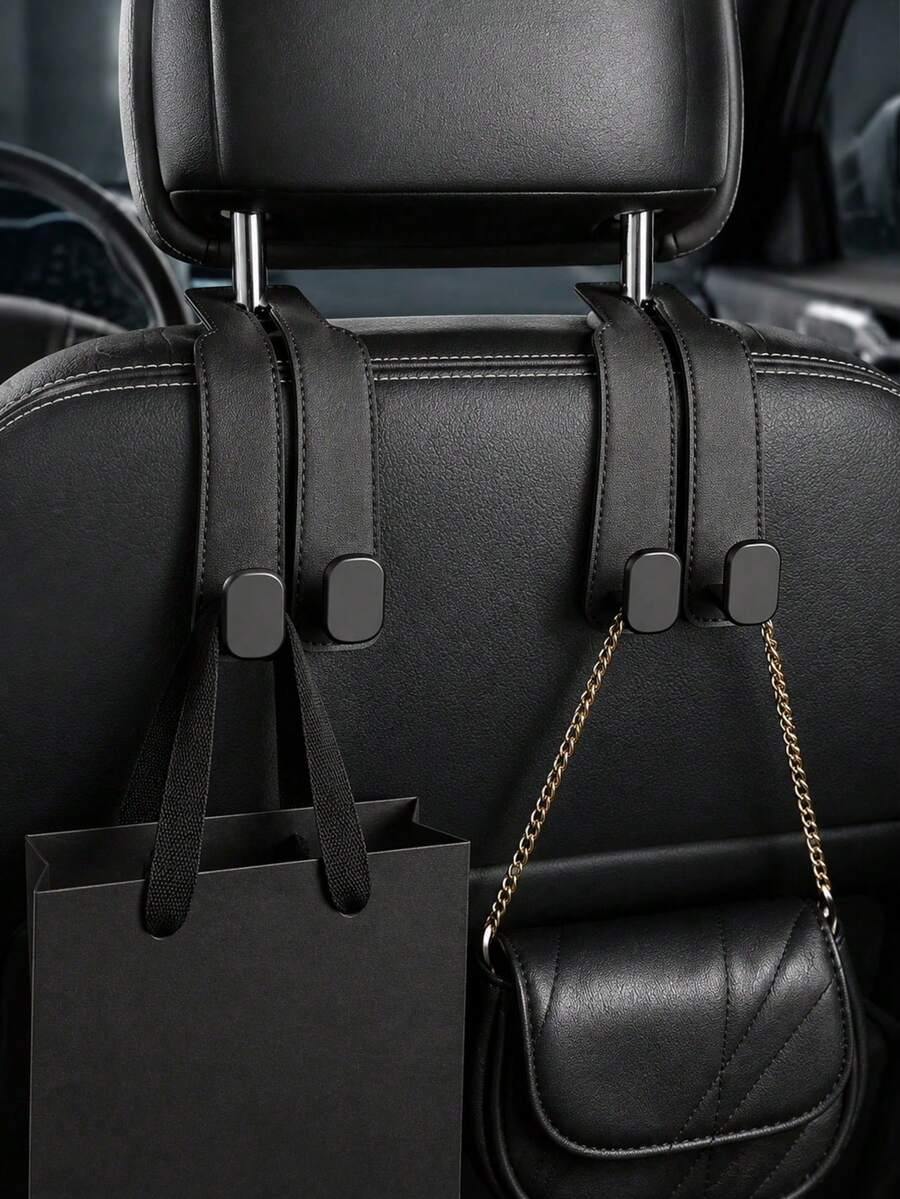 4pcs/1pc Minimalist PU Leather Car Hooks, High Load-Bearing To Prevent Items From Rolling, Hidden Hook Design Fits Car Seat Installation, Practical Car Accessory For Daily Commute To Store Backpacks And Umbrellas, Women's Car Essential, Travel Must-Have