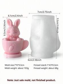 Cute Rabbit Teacup Silicone Candle Mold, Carrot Mug Cute Rabbit Shape, Flexible Silicone Material Easy Demolding, Suitable For Soy Wax, Aromatherapy Plaster, Handmade Soap DIY - Teacup Bunny - View 8