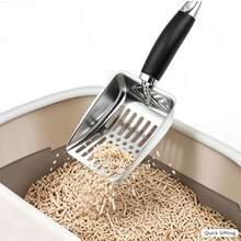 Sekop Kotoran Kucing Logam Stainless Steel Ukuran Besar, Sekop Kotoran Kucing, Sekop Pasir Hewan Peliharaan dan Reptil - Hitam - View 6