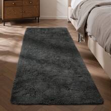 EDIMENS Long Hallway Runner Rug 80x300, High Pile Bathroom Rug Non-Slip, Fluffy Washable Kitchen Rug Bath Mat, Rugs For Bedroom Bed Runner Hallway Living Room - 深灰色 - 查看 10