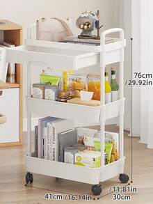 Highly Attractive, Universal Wheel Practical Plastic Cart, Storage Rack, Kitchen Organizer, With Handle, Multi-Functional, Movable, Storage Trolley, Suitable For Office Storage, Living Room Storage, Kitchen Storage, Bathroom Storage, Snack And Toy Organizer, Movable Storage Rack With Wheels, Perfect For Home Storage And Office Storage, Holiday Gift, Children's Gift - Multicolor - View 8