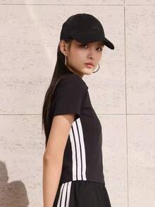 Adidas Essential Sportswear Women's Short Sleeve Slim Fit Comfortable Fashionable Minimalist Versatile Solid Color T-Shirt Black - Black - View 2