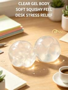 1pc,Clear See Through Coconut Shaped Jelly Squishy Toy, Smooth Transparent Water Feel Squeeze Ball, Slow Rebound Anxiety Relief Fidget Toy For Teens Adults, Minimalist Desktop Decompression Toy Creative Small Gift - 5 Pcs - View 2