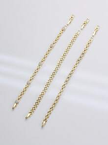 1pc Gold-Plated Watch Band Style Chain Bracelet, Delicate Rectangular Link Design For Women And Teen Girls, Suitable For Casual/Date Wear, Perfect Gift - Watch Strap Bracelet - View 5
