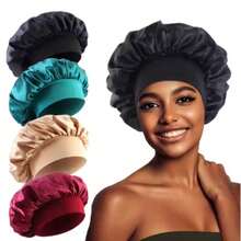 Women's Natural Curly Hair Satin Silk Sleep Cap, Loose Beanie Style Sleep Bonnet - Multicolor - View 3