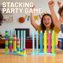 Classic Toy Interactive Game Stacking Blocks Set, Colorful Stacking Toys With Cards, Intelligence Challenge, Christmas Gift, Birthday Gift - Multicolor - View 3