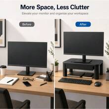 Adjustable Monitor Riser With Storage Drawer, Desktop Computer Screen Support Stand, Elevated Desk Organizer For Laptops And Office Displays - View 5