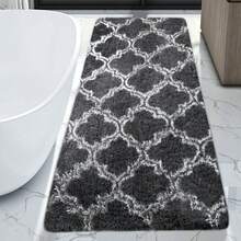 EDIMENS Runner Rug Hallway 300cm Long, Non Slip Runner For Hallway Black, Washable Bathroom Runner Rug For Kitchen, Fluffy Area Rugs For Hallway, Living Room, Bedroom, Bathroom, Bedside Rug - Dark Grey Lantern Pattern - View 5