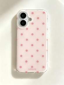 時尚手機殼，極簡可愛設計，黑白波點圖案，相容 iPhone 11 至 17 系列，包含 Pro Max 版本 - 櫻花粉 - 查看 2