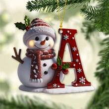 聖誕樹造型雪人琺瑯吊飾 A-Z 字母款，聖誕節、情人節與感恩節理想裝飾，多功能鑰匙圈與背包掛飾，無需電池，2D 扁平設計，適合四季使用 - 1 YEAR - 查看 5