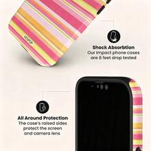 VESPOP Funda de teléfono con rayas de contraste, estilo retro Ins, cobertura completa, funda protectora a prueba de golpes - Para IPhone 18/17/16/15/14/13/12/11 Pro Max/Pro Plus/12 Mini/13 Mini, compatible con Galaxy S26 S25 S24 S23 S22 S21 Plus Ultra, compatible con Pixel 8 9 10 PRO - Color mixto 1 - Ver 4