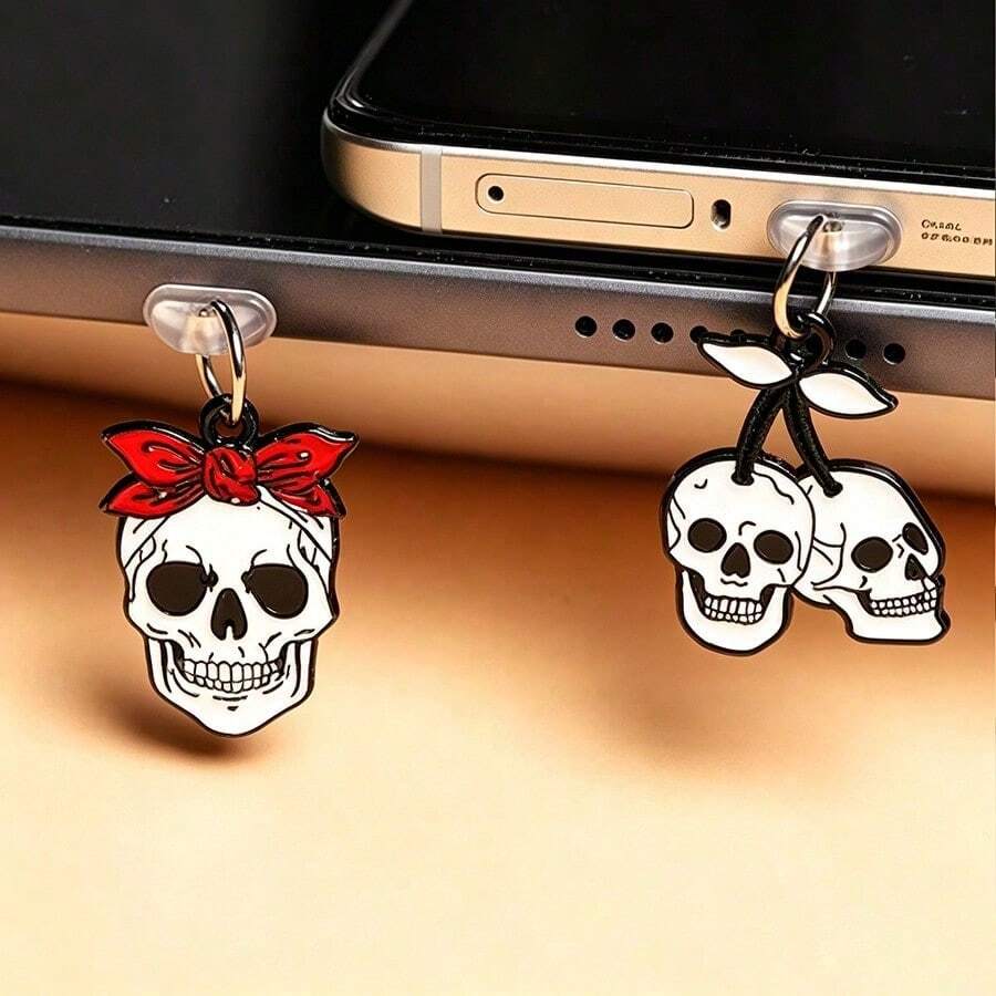 Liontin Penutup Debu Kecil yang Kreatif, Lucu, dan Menggemaskan dengan Motif Tengkorak Kartun dan Tetesan Minyak, Efektif Melindungi Antarmuka Ponsel dari Masuknya Debu, Memberikan Perlindungan Debu dan Mencegah Kotoran, dengan Penutup yang Tahan Lama! - MultiWarna - View 1
