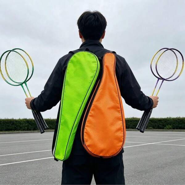 72cm Length 21cm Width Badminton Racket Set, Random Color Green Or Purple, Portable Outdoor Indoor Sports Racquet For Adult Beginner Family Entertainment With Storage Bag