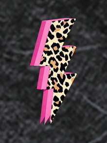 Teenage Girls Leopard Print Lightning Design Snowflake Print Crew Neck Sweatshirt, Autumn/Winter Fashion Comfortable Top - Black - View 4