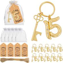 25pcs 15th Key Bottle Opener Keychain Bulk 15th Birthday Party Favors, 15th Beer Key Chain Ring Bottle Opener Wedding Anniversary Gifts For Guests Decor Or Souvenirs - A - View 10