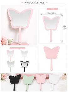 1-Pc Butterfly Shaped Compact Mirror, Handheld Butterfly Design Makeup Mirror, High Definition Portable Mirror, Makeup Tools Accessories, Suitable For Bedroom, Vanity, Costume Party, Halloween, Christmas, Travel Essentials, Photo Props, Back To School Must-Haves, Cheap Things - Multicolor - View 2