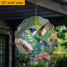 3D 1pc "Hummingbird Flying In Flower Cluster" Rotating Hook 360° DIY Creative Wind Spinner, Mother's Day Father's Day Gift For Women, Garden Rotating Decoration (Pendant Not Included), Random Style - A - View 4