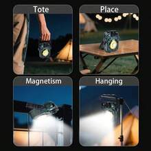 1PC Rechargeable Spotlight Flashlight, Ultra Bright LED Camping Light, Solar Powered Tent Light, 5 Modes Magnetic Base Work Light, Battery Indicator Flashlight, Suitable For Camping, Car Repair, Emergency, Outdoor, Work - Camping Lights - View 2