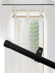 0.98 Inch Curtain Rod, Classic Multi-Function Small Flat Head Decorative Rod Finial, Available In Black With Multiple Sizes, Curtain Rod Bracket Accessory Set, Easy Installation, Sturdy And Durable. Can Be Paired With Curtains And Sheer Curtains - 1PC - View 1