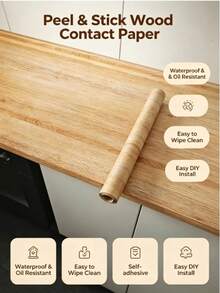 1pc PVC Vinyl Wallpaper, American Oak Wood Grain Wallpaper, Waterproof Self-Adhesive Wardrobe Kitchen Furniture Wall Sticker, Living Room Decoration, Renovation Sticker, Removable Wall Panel, Wallpaper, Spring Decor, Home Refresh, Holiday Decoration Sticker, Birthday Graduation Gift - Light Gray - View 7