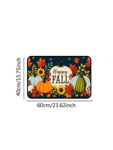 1/16Pcs Autumn Theme Doormat, Thanksgiving Door Mat, Printed With Pumpkin, Sunflower, Maple Leaf Patterns On Navy Blue Background, Autumn Harvest Festival Decorative Mat, Welcome Kitchen Rug, Dirt-Resistant Floor Mat, Autumn Party Decoration - Multicolor - View 9