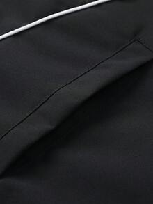 Stand Collar Smooth Curved Line Decor Zipper Cardigan Jacket, Spring/Autumn Outdoor Travel Jacket, Minimalist Sporty Style - Black - View 5