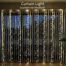 [Warm White Curtain Light] 1pc 300 LED Curtain Light - Warm White, 9.8ft X 9.8ft, USB Powered, 8 Modes, Satin Finish - Perfect For Weddings, Parties, Christmas & Halloween Decorations - USB Curtain Lights - View 1
