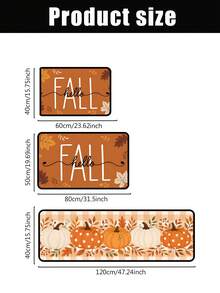 1/16Pcs Hello Fall Theme Doormat, Thanksgiving Door Mat, Printed With Pumpkin And Maple Leaf Pattern With Orange And White Plaid, Autumn Harvest Festival Decorative Mat, Welcome Kitchen Rug, Dirt-Resistant Floor Mat, Autumn Party Decoration - Multicolor - View 7