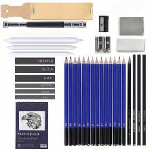 145件套美術用品套裝，彩色鉛筆美術工具組－素描、石墨鉛筆附便攜收納盒，適合學校美術用品，適用於藝術家與成人初學者，節日禮物，開學季 - 145 件 - 查看 9