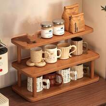 1pc Multi-Layer Bamboo Kitchen Storage Rack, Large Capacity Kitchen Spice Rack, Multi-Functional Desktop Tiered Organizer, Spice Bottle & Snack Can Storage Rack, Suitable For Kitchen Countertop, Bathroom Countertop, Side Cabinet Table Storage - Multicolor - View 5