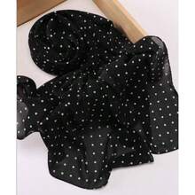 1件春夏休閒印花百搭端莊簡約柔軟透氣雪紡穆斯林頭巾 HIJAB SCARF - #136黑色小波點 - 查看 2