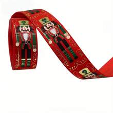 5 Yards Christmas Print Ribbon Set, Includes 4 Popular Christmas Patterns: Red Christmas Candy, Red Nutcracker, Green Christmas Tree, Pink Gingerbread Man Ribbon, Matte Polyester Base With Precise Edge Locking, Resistant To Fraying, Suitable For DIY Holiday Decorations, Christmas Tree Wreaths And Other Ribbon Decor Crafts - Multiple Specifications - View 8