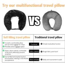 2pcs Portable Hollow U-Shaped Pillow Set, Detachable Washable Pillow Cover With Large Storage Space, Random Assorted Colors, Free Matching Long Binding Strap As Gift, Fit Back To School Dorm Rest, Long-Distance Travel, Airplane Naps - A - View 4