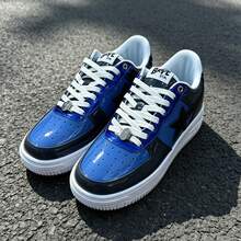 A BATHING APE 1雙中性休閒運動鞋 BAPE STA 閃電星星 Logo 耐穿低筒滑板鞋 - 鏡面黑藍 - 查看 1