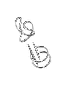 1 Set Stainless Steel Women's Open Ring Set, Geometric Line Wave Adjustable Finger Rings, Double Point Metal Bar & Asymmetrical Twisted Line Elements, Niche Avant-Garde Cool Style, Gold Color, Teacher, Women's Accessory, Suitable For Daily Wear, Vacation, Street Outings, Can Be Used As Birthday Gift, Avant-Garde Minimalist Design, Easily Create Personalized Fashionable Outfit - Ring Set - View 8