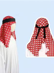 1 Set Role Play Costume Outfit, White Robe With Headscarf And Fake Beard, Suitable For Halloween, Party, Stage Performance - Red and White - View 5