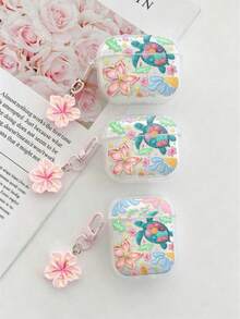 Flower Turtle Painted Transparent Additional Bracelet Fashion Bluetooth Headset Case For Painted Transparent Fashion Bluetooth Headset Case For S4 Protective Case Apple Wireless Bluetooth Headset Shell Glossy Pro2 All-Inclusive Pods31/2/3 Generation Protective Case Pro Anti-Drop Soft Shell - Multicolor - View 4