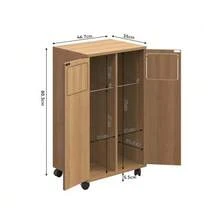 Trash Cabinet, 2-Compartment Waste Separation Cabinet, Rolling Kitchen Cabinet In Oak Finish, 2-Door Waste Separation Cabinet With Wheels, For Kitchen & Dining Room, 46.7x35x80cm - Natural Color - View 8