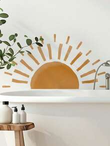 Multiple Simple Watercolor Sun And Reed Self-Adhesive Wall Stickers, Removable And Waterproof With No Residue, Featuring Sun, Flying Birds, And Autumn Reed Scenery Patterns, Perfect For Bedroom And Living Room Wall Decoration. - Wall Stickers - View 2