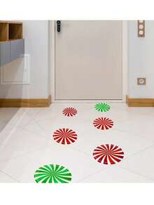 3pcs Christmas Floor Stickers | Colorful Candy Pattern Self-Adhesive Wall Decals | Bedroom, Entryway, Living Room And Hallway Home Decor Wall Stickers | Removable Stickers | Glass And Wall Decoration Decals | Christmas Party Decoration - Multiple Styles - View 6