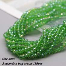 2Strands(Around 156pcs) 6mm Green Color Glass Beads For Jewelry Bracelets Making DIY Accessories - 6mm - View 5
