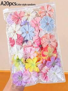 20/10/5pcs Girls Multicolor Artificial Silk Flower DIY Handmade Hair Clips Duck Mouth Clips Non-Damaging For Daily Use - Multicolor - View 12