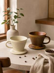 1pc Pour Over Coffee Dripper Filter Cup With Scale, Cold Brew American Share Pot Set, Coffee Filter, Ceramic Gradient Filter, Home Use Funnel, Coffee Filtration - Multicolor - View 9