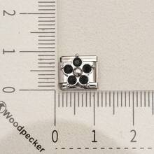 1pc Floral Rhinestone Italian Style Bracelet Charm, Multi-Color Crystal Flower Stainless Steel DIY Bracelet Pendant Jewelry Making Accessory - Flower Module - View 16