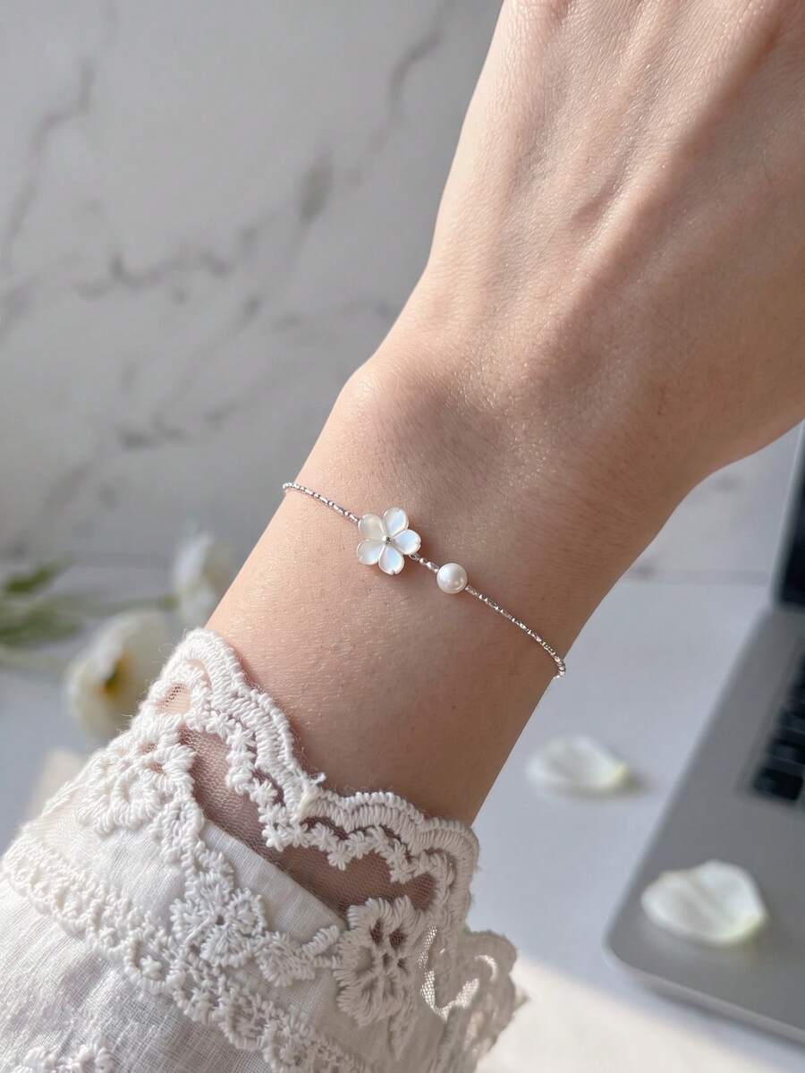 Shescity 1 chiếc vòng tay đính đá rhinestone lấp lánh họa tiết bầu trời sao mơ mộng, phụ kiện đơn giản dễ phối đồ - Bạc - Xem 1