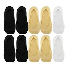 1/5/10 Pairs Soft Skin-Friendly Ice Silk Invisible Socks Women Summer Thin Breathable Sweat Absorbent Silicone Non Slip Short Socks - Multicolor - View 8