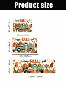 1/16件 Happy Fall Y'all 主題門墊，感恩節歡迎地墊，印有無臉小矮人、藍綠色皮卡車、南瓜、楓葉、向日葵圖案，秋季收穫節裝飾墊，廚房歡迎地毯，耐髒地板墊，秋季派對裝飾 - 彩色 - 查看 7