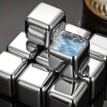 3/9pcs Stainless Steel Whiskey Ice Cubes, Suitable For Cocktails, Wine And Beverages, Square Ice Stones, Reusable Ice Cubes, Beer Cooling Tool, Durable Ice Balls, Home Use - View 4