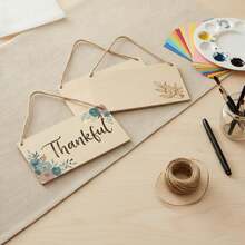 1/5pcs Large Rectangular Wooden Hanging Signs, Suitable For Painting And Graffiti, Home Decor (Artificial Flowers Not Included), Suitable For Birthday, Wedding, Theme Party Decoration, Holiday Hanging Decor, Wall Decoration, Christmas, New Year - A - View 10